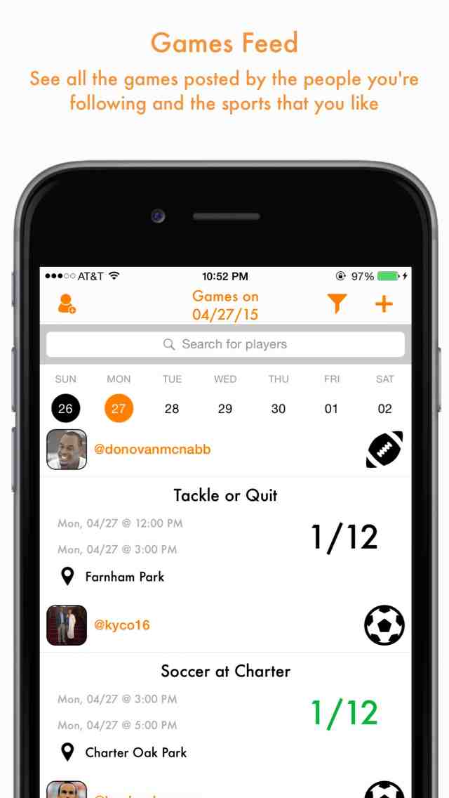 Gamesite Play pickup sport games App for iPhone New iPhone Sports App